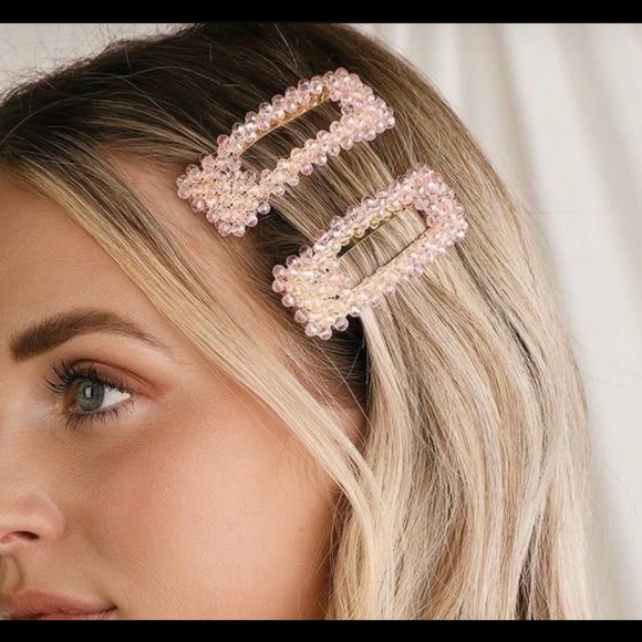 Pastel Colored Pearls Geometric Hair Clip - Picture 3 of 3